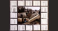 Adult mass burial with pages from the Hart Island burial record books, 1997 51.5" w x 42" h