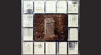 Grave of the first child to die of AIDS in New York City with historic prison documents, 1998 50.5'' w x 52" h